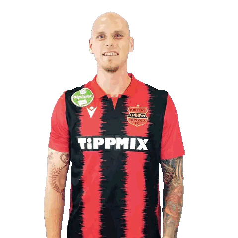 Man in Red and Black Tippmix Jersey