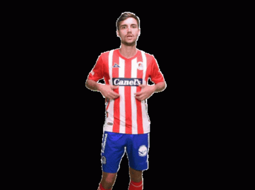 Man in Red and White Canal Shirt