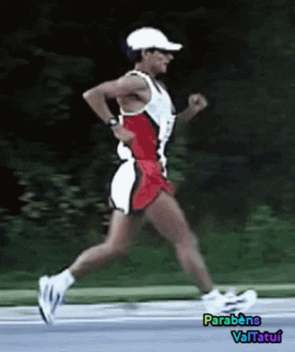 Man in Red and White Running