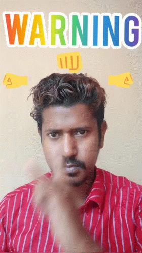 Man In Red And White Striped Shirt Funny Face Warning Sign GIF