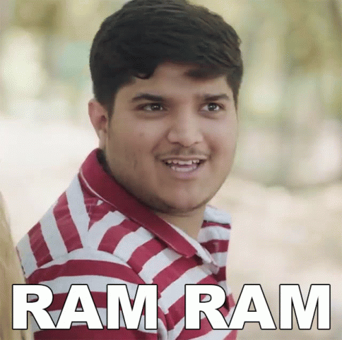 Man In Red And White Striped Shirt Ram Ram GIF