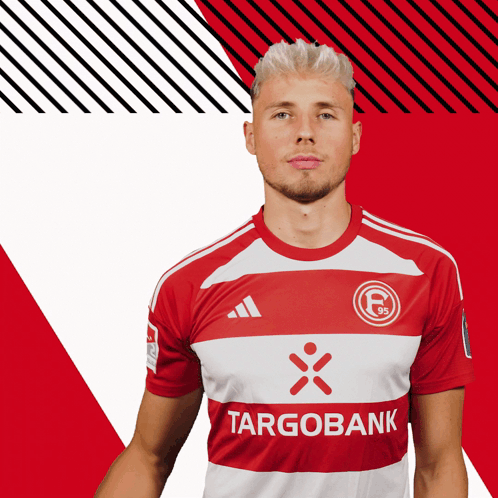 Man In Red And White Striped Shirt With Targobank GIF