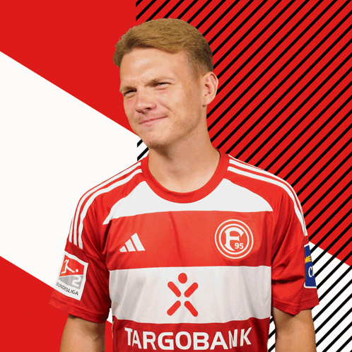 Man In Red And White Targobank Soccer Jersey GIF