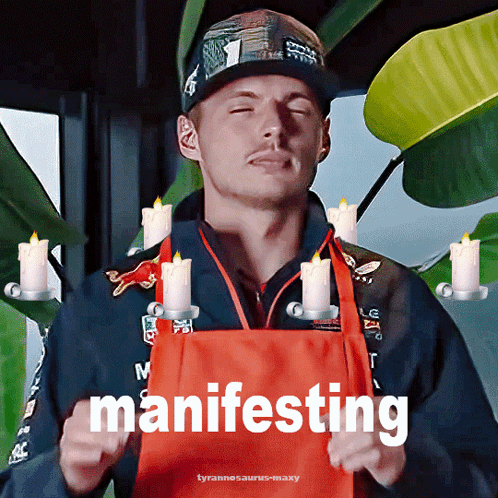 Man in Red Apron Saying Manifesting