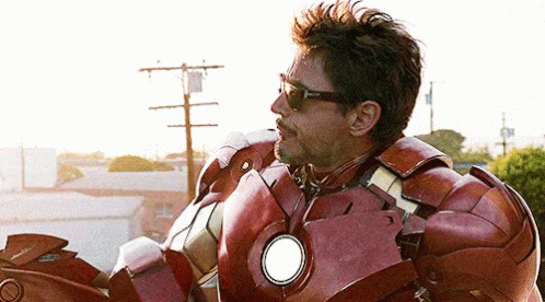 Man In Red Armor With Sunglasses GIF