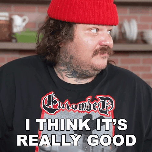 Man in Red Beanie Saying I Think It's Really Good
