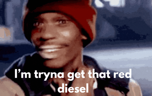 Man in Red Beanie Saying Trying to Get Red Diesel