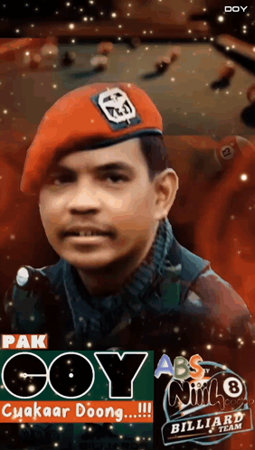 Man in Red Beret Standing by Pool Table