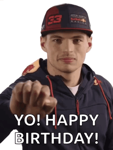 Man In Red Bull Hat Pointing Saying Happy Birthday GIF