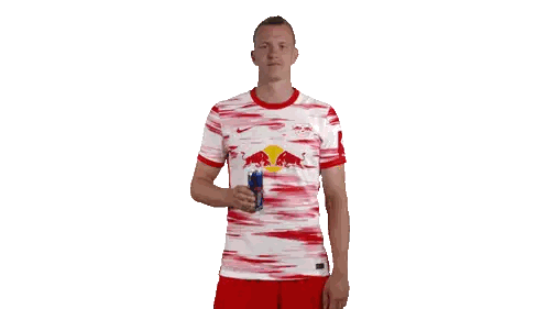 Man in Red Bull Shirt Holding Can