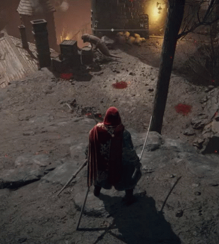 Man In Red Cape In Front Of Building With Letter N GIF