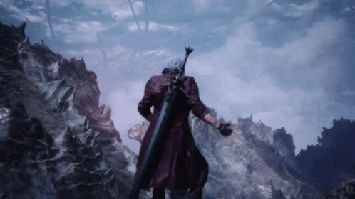 Man in Red Coat Holding Sword in Video Game