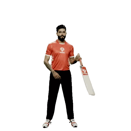 Man in Red Cricket Shirt Holding Bat