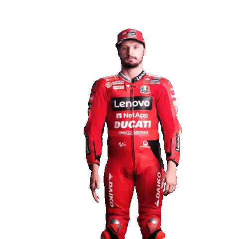 Man in Red Ducati Motorcycle Suit