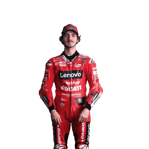 Man in Red Ducati Motorcycle Suit