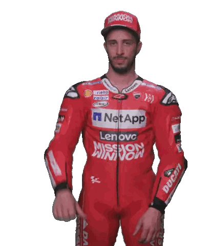 Man in Red Ducati Racing Suit and Lenovo Hat