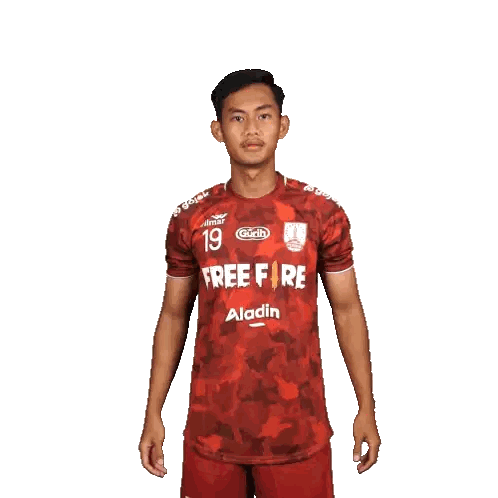 Man in Red Free Fire Shirt