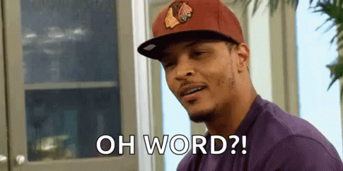 Man in Red Hat and Purple Shirt Saying Oh Word?