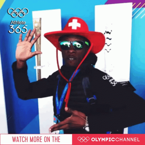 Man in Red Hat and Sunglasses Watch More on Olympic Channel