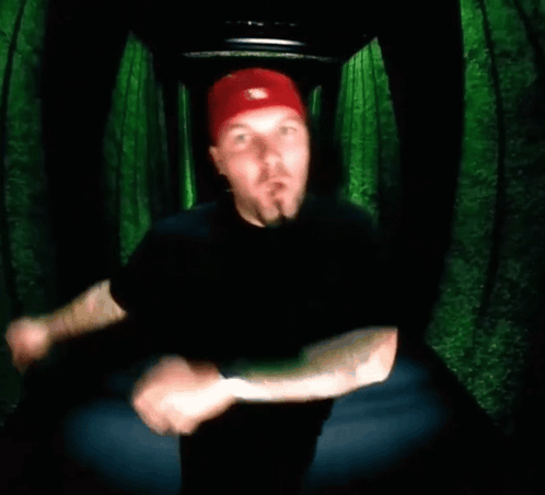 Man In Red Hat Pointing At Camera GIF