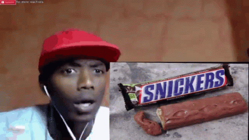 Man in Red Hat Reacts to Snickers