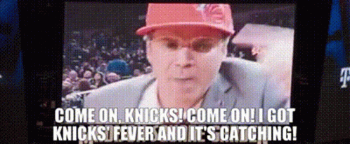 Man in Red Hat Says Come on Knicks Fever Its Catching