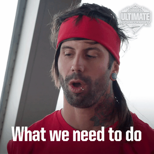 Man in Red Headband and Shirt Saying What We Need To Do