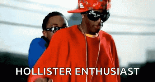 Man In Red Hollister Enthusiast Shirt With Sunglasses GIF