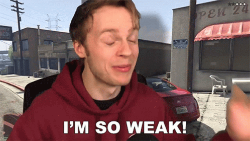 Man In Red Hoodie Says I'm So Weak GIF