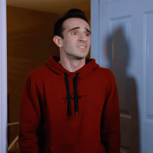 Man In Red Hoodie With Black Letter H GIF