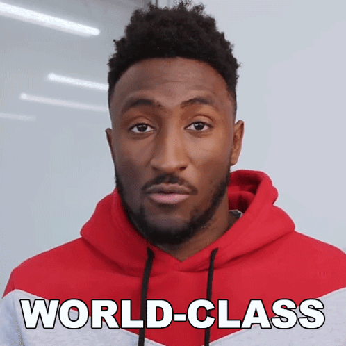 Man in Red Hoodie with World-Class on Face