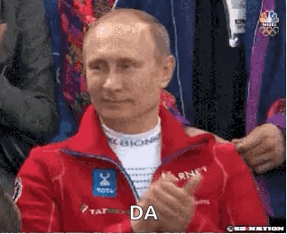 Man In Red Jacket Clapping GIF