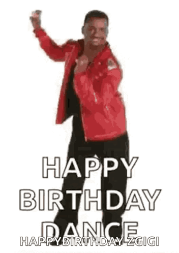 Man in Red Jacket Dancing Happy Birthday Dance