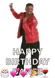 Man in Red Jacket Dancing Says Happy Dancing Happy Birthday Dance