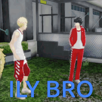 Man In Red Jacket Next To Man In White Shirt Saying Ily Bro GIF