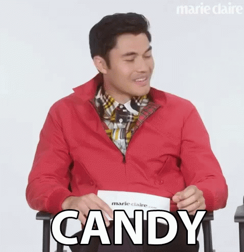 Man In Red Jacket Saying Candy GIF