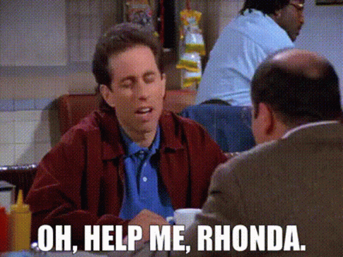 Man in Red Jacket Saying Help Me Rhonda