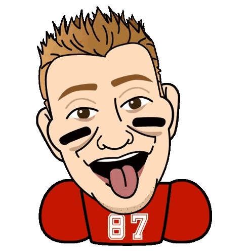 Man in Red Jersey Sticking Tongue Out