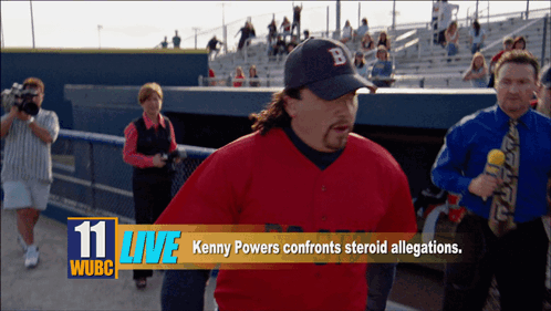 Man In Red Jersey With B Hat GIF