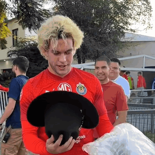 Man In Red MG Shirt GIF
