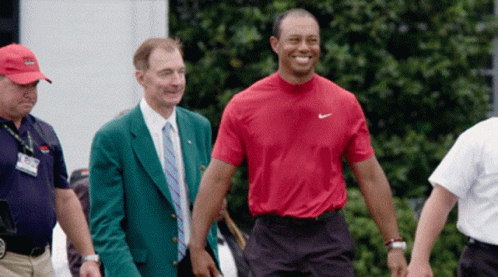Man In Red Nike Shirt Walking GIF