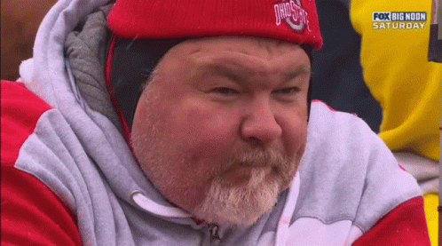 Man in Red Ohio State Hat and Hoodie