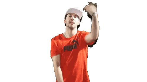 Man in Red Puma Shirt and Hat
