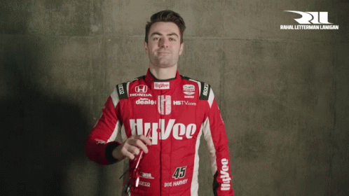 Man in Red Race Suit Number 43