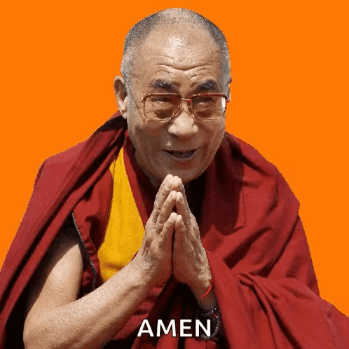 Man in Red Robe Praying Amen