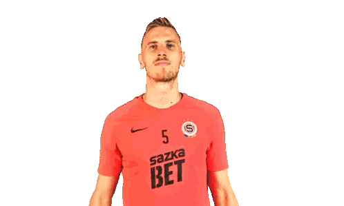 Man in Red Sazka Bet Jersey Thumbs Down