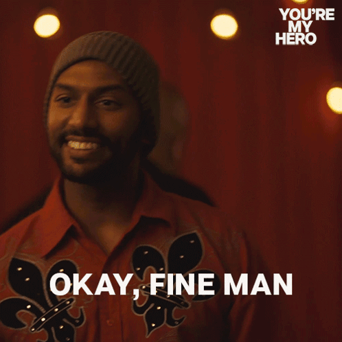 Man In Red Shirt And Beanie Saying Okay Fine Man GIF