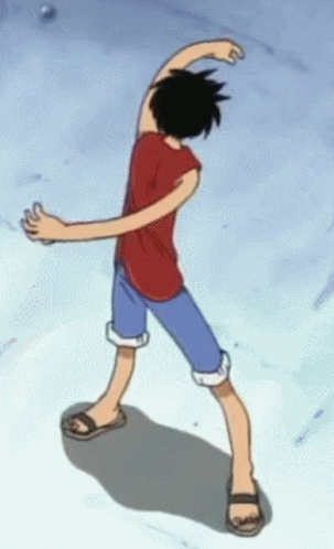 Man In Red Shirt And Blue Shorts Dancing In Snow GIF