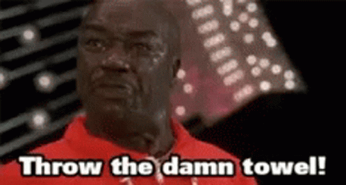 Man in Red Shirt Crying Throw Towel