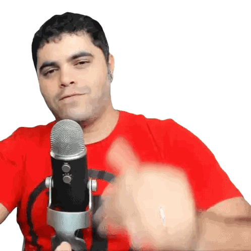 Man in Red Shirt Giving Thumbs Up